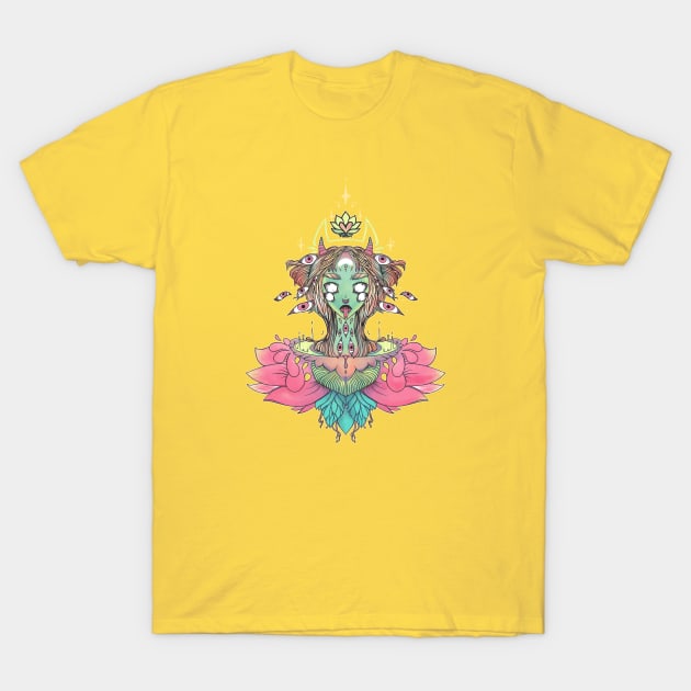 Sacred Lotus Flower Monster Girl T-Shirt by cellsdividing